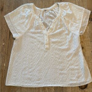 Dylan Anthropologie Cream Eyelet Short Sleeve Blouse M